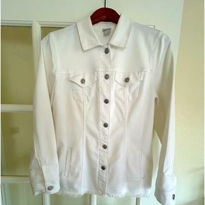 Chicos Size M white jean jacket.